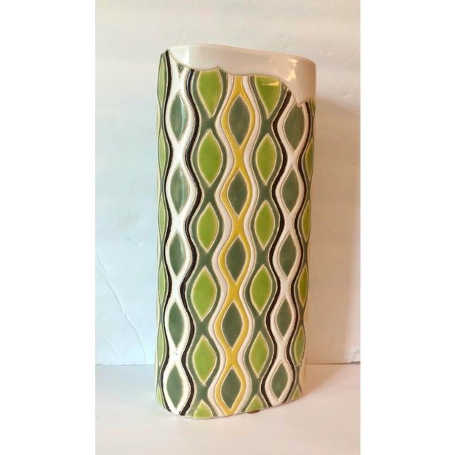 Retro Ceramic Vase With Geometric Pattern, 1960s For Sale - Image 6 of 10
