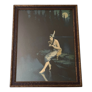 Early 1900s “Minnehaha” American Lithograph With Original Frame by James Arthur