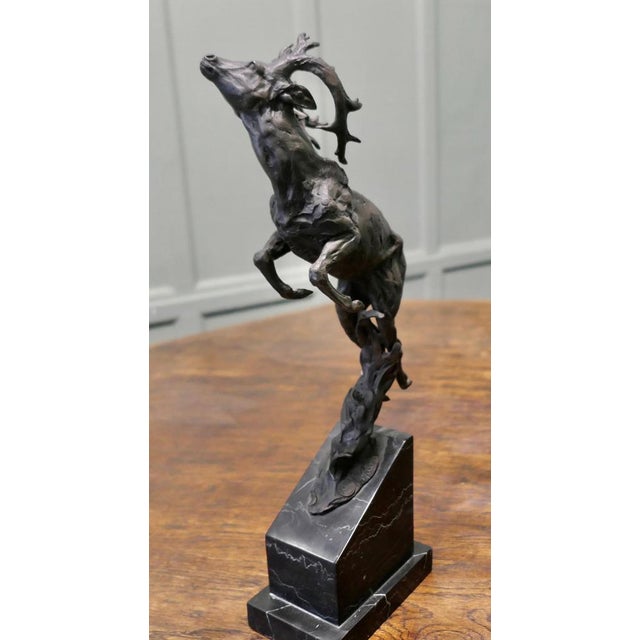 Vintage Bronze Sculpture of Deer Jumping, 1950 For Sale - Image 4 of 8