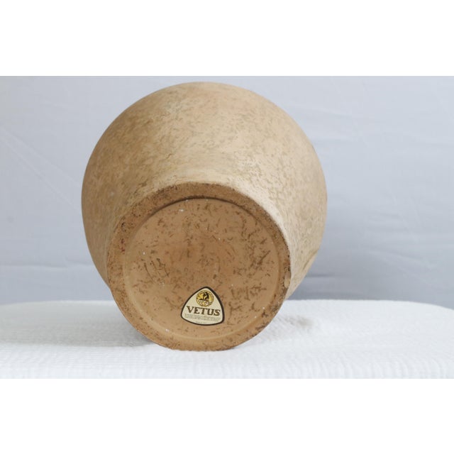 Large Italian Terracotta Amphorae by Vetus Siena With Glazed Green Interior, Signed by Artist For Sale - Image 10 of 11