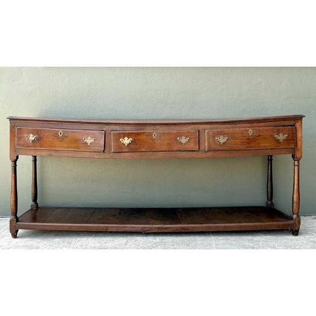 Mid-Century Modern Vintage 18th Century Distressed Plank Console Table For Sale - Image 3 of 14