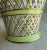 1960s Italian Green and White Palm Beach Style Ceramic Cache Pot Planter For Sale - Image 5 of 7