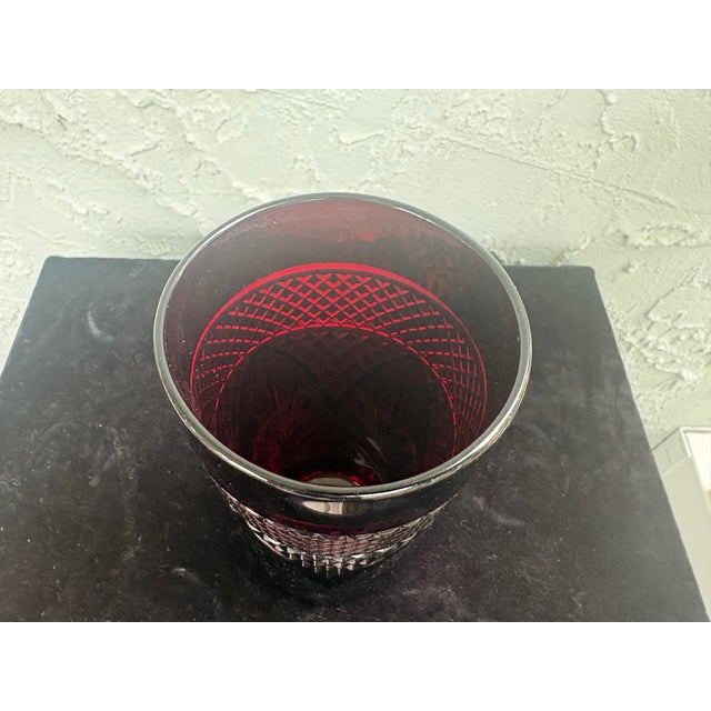 Glass 1980s Crystal D’Arques Ruby Red Cut Crystal Tumblers – Set of 8 For Sale - Image 7 of 7