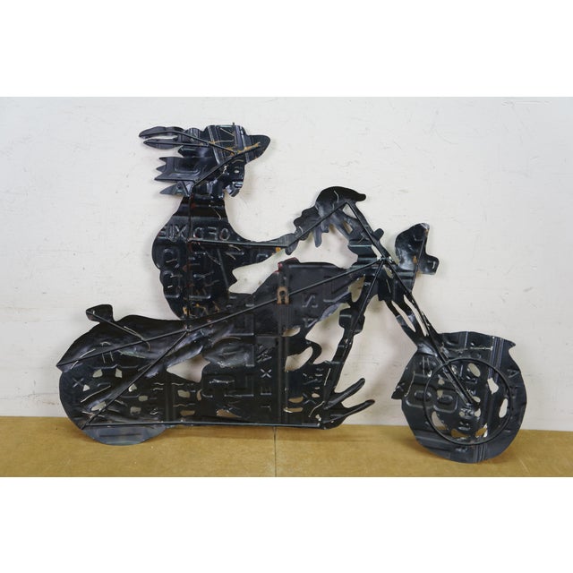 Metal Vintage Motorcycle Biker License Plate Wall Art Plaque Artwork Sculpture 26" For Sale - Image 7 of 10