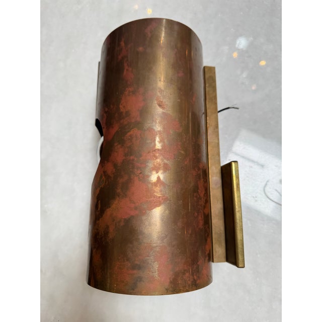 Brutalist Mid 20th Century Copper Cylinder Wall Sconces, Pair For Sale - Image 9 of 12