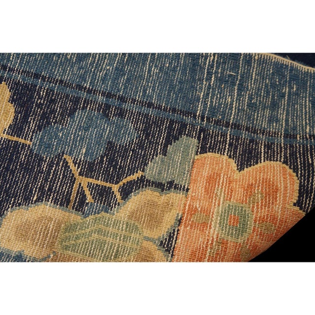 Royal Blue 1890s Blue Field Floral Medallion Antique Chinese Peking Wool Rug 13' X 17' 10" For Sale - Image 8 of 8