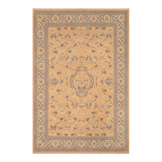Shabby Chic Orange/Beige Wool Rug - 8'2'' X 10'1'' For Sale