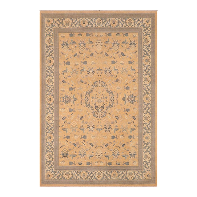 Shabby Chic Orange/Beige Wool Rug - 8'2'' X 10'1'' For Sale