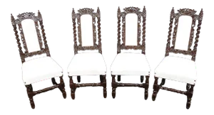 (4) Rococo Style Carved Mahogany Side Chairs