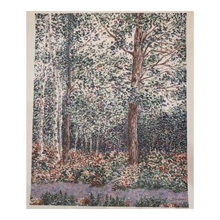 Vintage 1990s Lithograph Titled, "Birch Grove", Signed by Artist Peter Wong For Sale