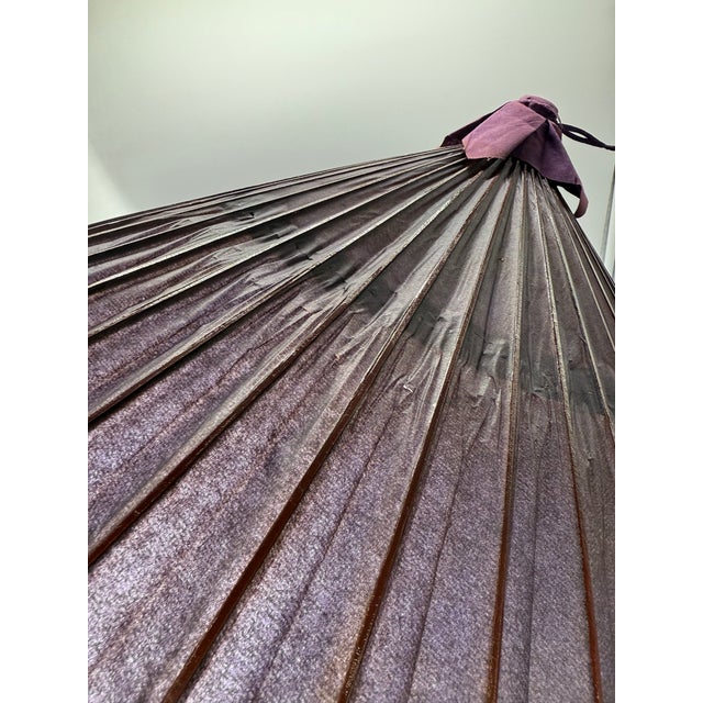 Antique Japanese Snake-Eye Umbrella (Wagasa) With Bamboo Ribs and Lacquered Paper For Sale - Image 10 of 16