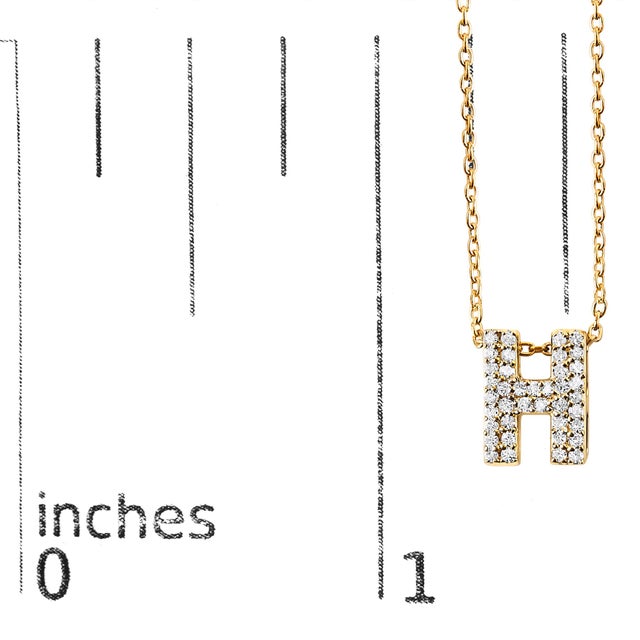 Early 21st Century 10K Yellow Gold Diamond Accent "H" Initial Bubble Pendant Necklace For Sale - Image 5 of 5