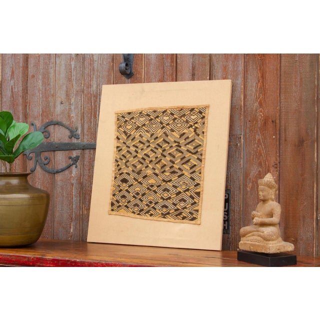 Tribal Striking Antique Kuba Raffia Panel For Sale - Image 3 of 9