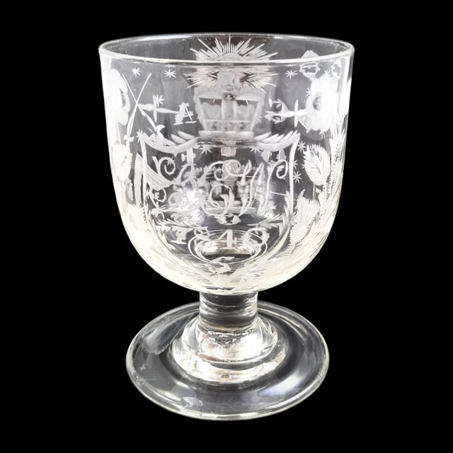 19th Century English Gaof Wheel-Engraved Lead-Glass Rummer, 1820s For Sale - Image 5 of 14