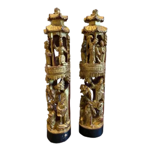 Pair of Mid 19th Century Chinese Wooden Sculptures