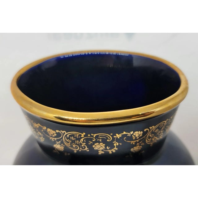 Blue Late 20th Century L. Bernardaud Limoges Cobalt Blue and Gold Vase For Sale - Image 8 of 13