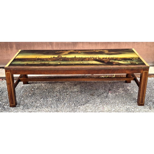 Regency Brass Inlaid Mahogany Map of London Printed Top Coffee Table, Circa 1930s For Sale - Image 4 of 17