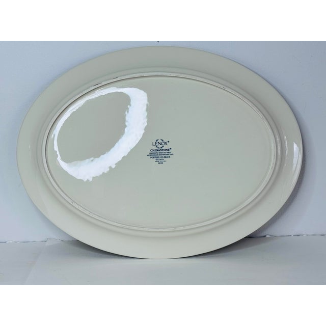Ceramic 1980s Lenox Poppies on Blue 14” Oval Serving Platter For Sale - Image 7 of 7