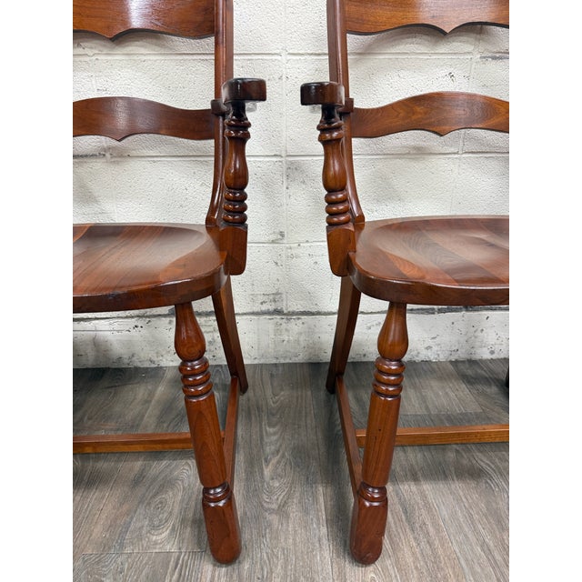 Vintage Colonial Revival Early American Style Walnut Dining Chairs - Set of 6 For Sale - Image 10 of 15