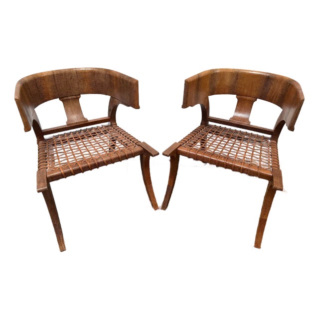 Lizard Wrapped Klismos Chairs, Pair For Sale