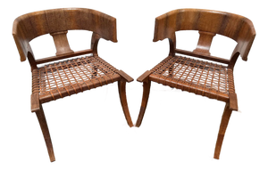 Lizard Wrapped Klismos Chairs, Pair