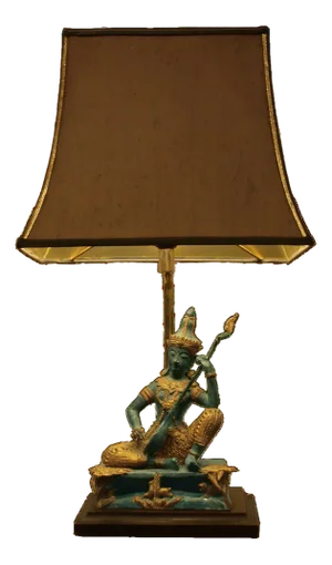Bronze Table Lamp of Prince Phra Aphai Man Playing Jakhee, Thailand, 1970s