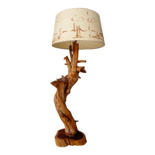 American Organic Cedar Driftwood Floor Lamp For Sale