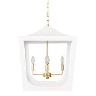 Matthew Izzo Home - Wimble White & Brass Lantern Pendant For Sale