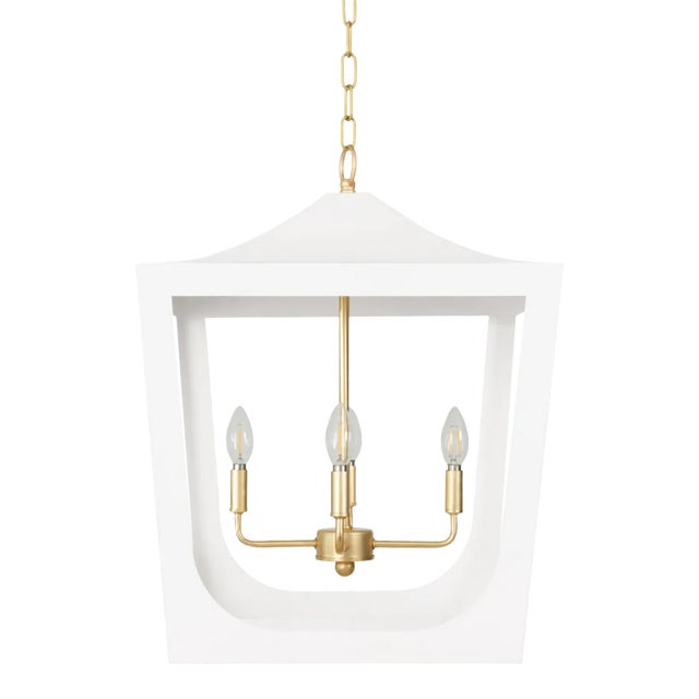 Matthew Izzo Home Wimble White & Brass Lantern Pendant For Sale