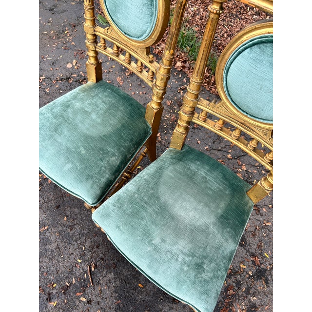 Late 19th Century Pair of 19th Century French Giltwood Side Chairs For Sale - Image 5 of 11