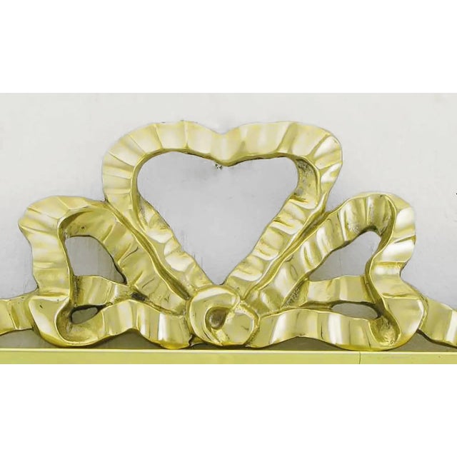 Brass Wall Mirror With Solid Brass Ribbon Swag For Sale - Image 4 of 8