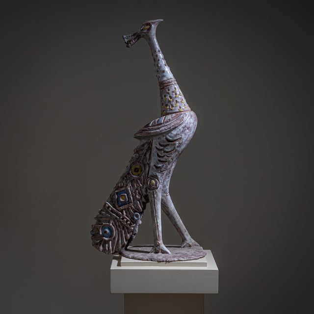 Terracotta Peacock by Mitri Giovan Battista (1915–2000), Venice, Italy, 1950s For Sale - Image 9 of 10