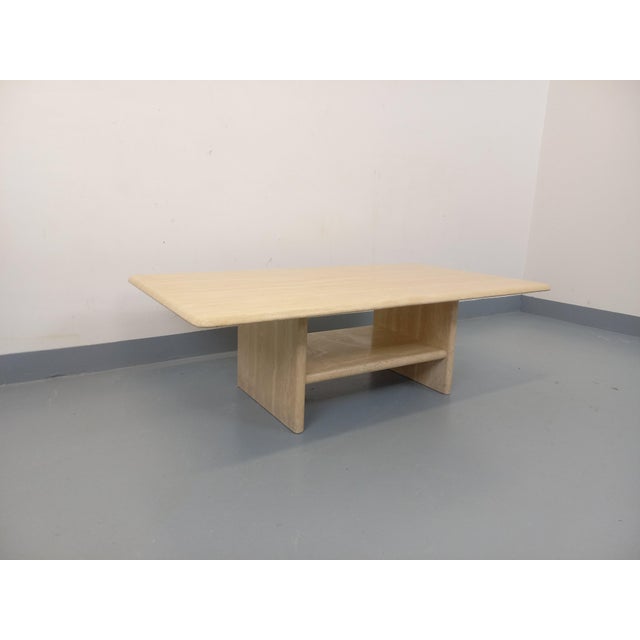 Vintage Rectangular Travertine Coffee Table with Magazine Rack, 1980s For Sale - Image 13 of 18