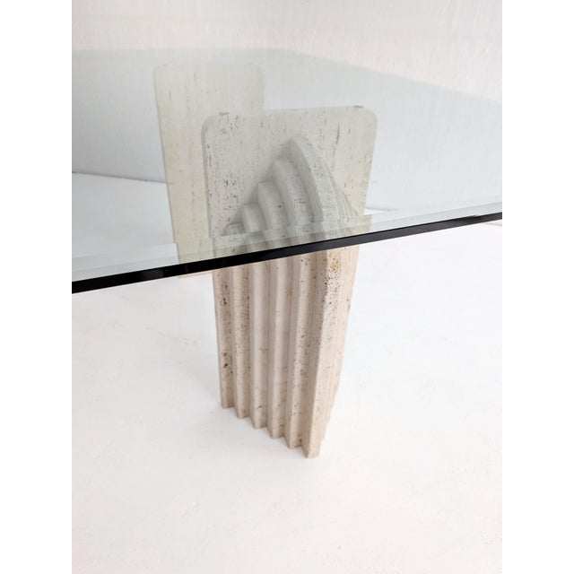 Stone Travertine and Glass Dining Table with Sculpted Legs, 1970s For Sale - Image 7 of 12