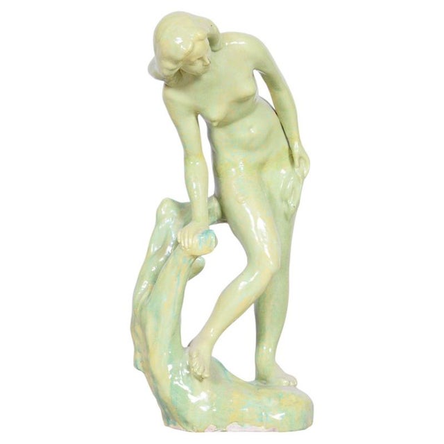 Vintage Art Deco Statue in Glazed Ceramic, 1940s For Sale - Image 11 of 11