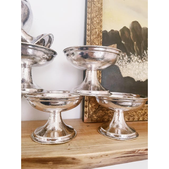 Silver Set of 6 Vintage Silverplate Ice Cream Dishes From the Greenbrier Hotel For Sale - Image 8 of 9