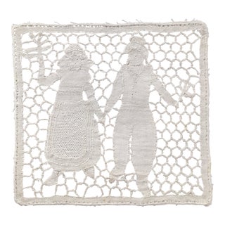 Circa 1900 Antique Tape Lace Couple For Sale