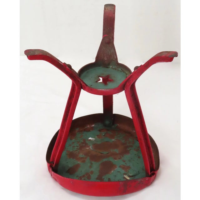 Antique American Steel & Wrougt Iron Folk Art Painted Dairy Farm Milking Stool For Sale - Image 10 of 13