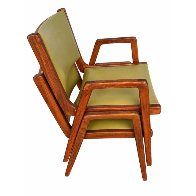 Mid-Century Modern A Pair of Vintage Mid-Century Modern Walnut-Tone Wood Occasional Chair For Sale - Image 3 of 9
