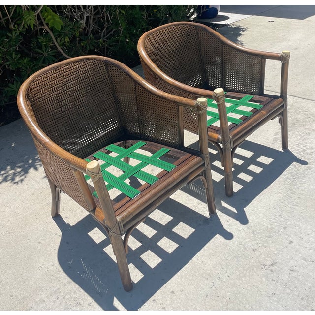 Authentic McGuire Vintage Rattan Barrel Back Lounge Chair Pair For Sale - Image 9 of 15