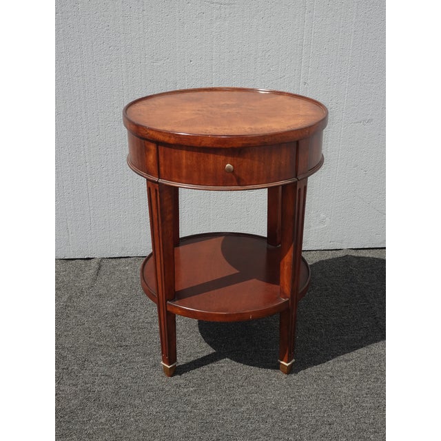 Vintage Woodbridge Furniture Co. Brown Round Side Table W Drawer Chairish