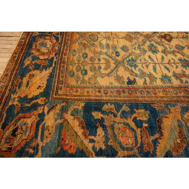 1940s Classic Beige Geometric Antique Knotted Wool Persian Mahal Farahan Rug For Sale In New York - Image 6 of 10