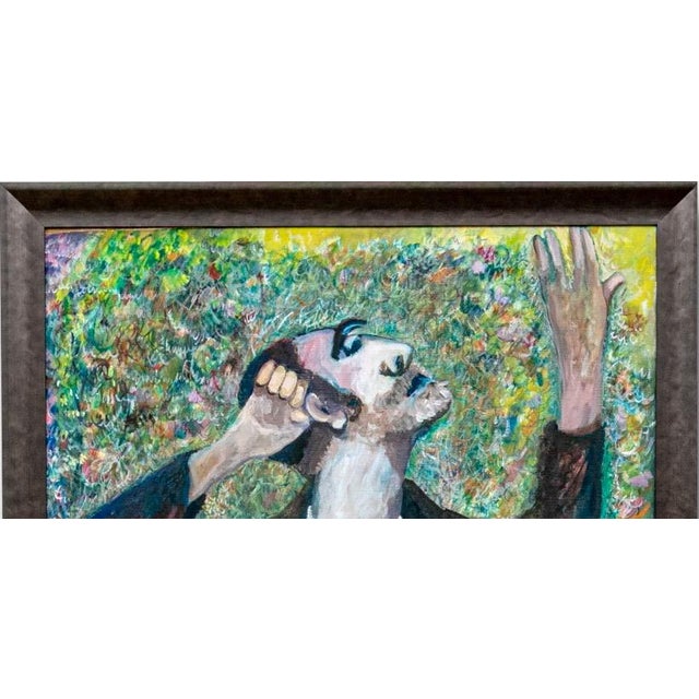 Large Scale Vintage Expressionist Oil on Canvas Singing Man Portrait Painting For Sale - Image 10 of 13