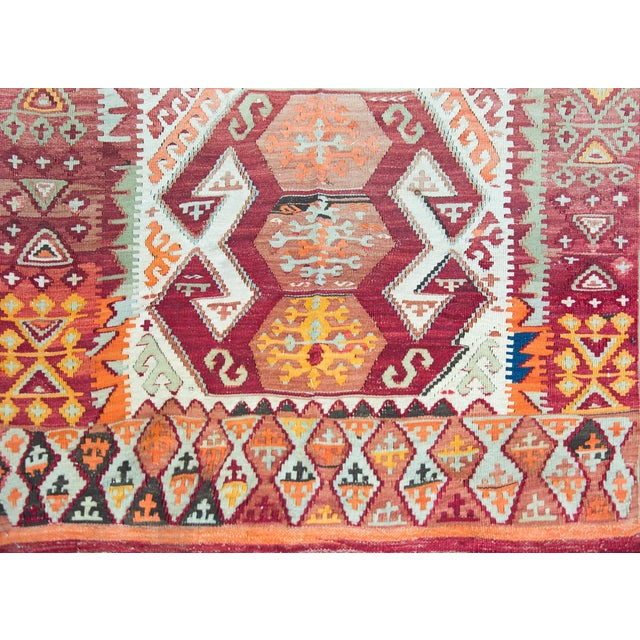Burgundy Vintage Turkish Konya Kilim For Sale - Image 8 of 12