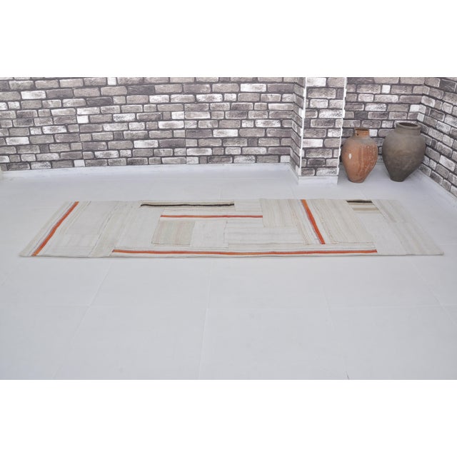 Turkish Vintage Antique Stripe Hemp Kilim For Sale - Image 3 of 10