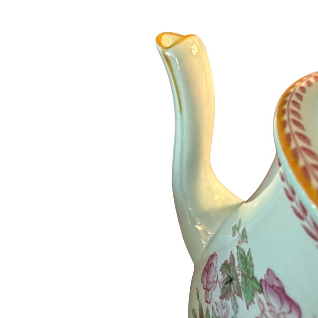 English Vintage Adams Calyx Ware Metz English Ironstone Floral Coffee Pot For Sale - Image 3 of 12