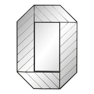 Retro Carver's Guild Mirror With Leaded Herringbone Pattern, "Signed" by Artist