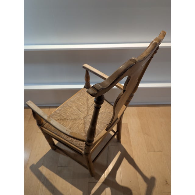 Wood English Country Pine Woven Seat Armchairs - Set of 2 For Sale - Image 7 of 11