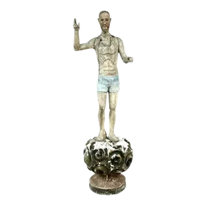 19th Century Spanish Colonial Religious Figure in Carved and Polychromed Wood