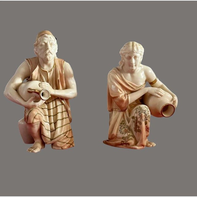 Kneeling Water Carriers attributed to James Hadley for Royal Worcester, Set of 2 For Sale - Image 3 of 10